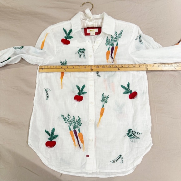 Maeve Rare Veggie Embroidered Button Down Shirt Size 2 - Picture 8 of 13